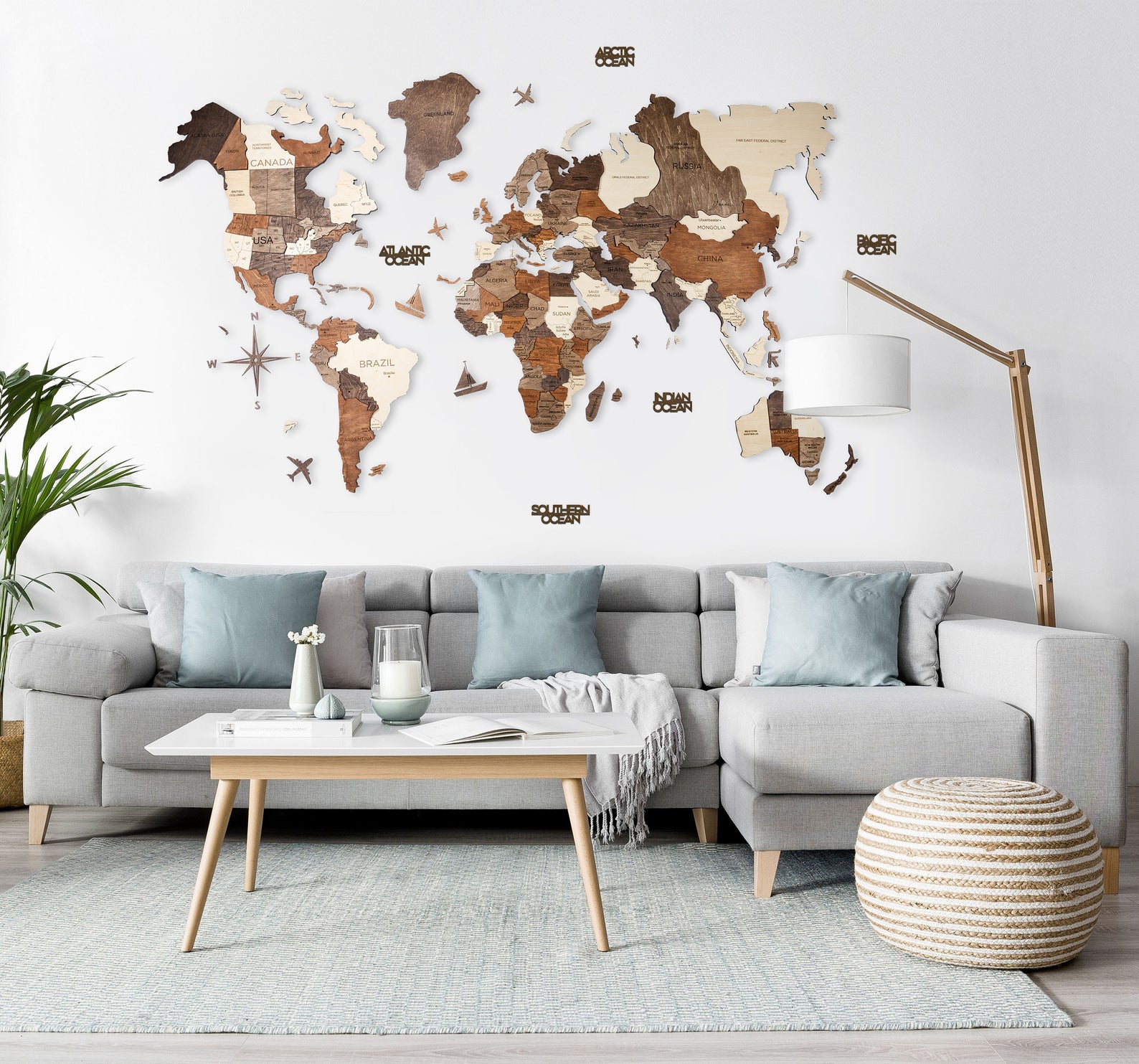 Wooden World Map Housewarming New Home Gift Push Pins Rustic Wall Decor Personalized Gift Home Art Farmhouse Wedding Gift for Couple